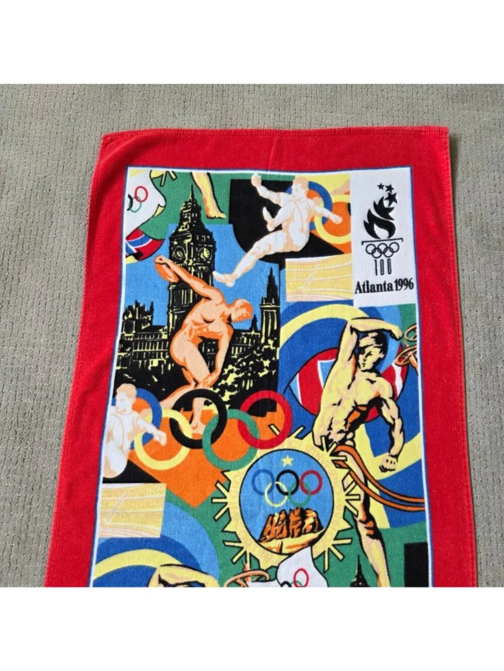 Vintage Cannon Olympic Games Collection Atlanta 1996 Sports Vibrant Beach Towel